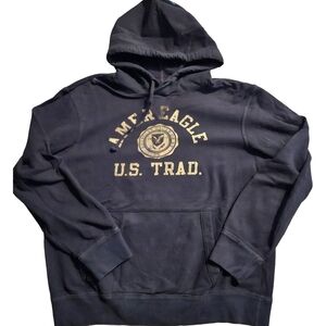 Vintage American Eagle Outfitters Navy Graphic Pullover Hoodie